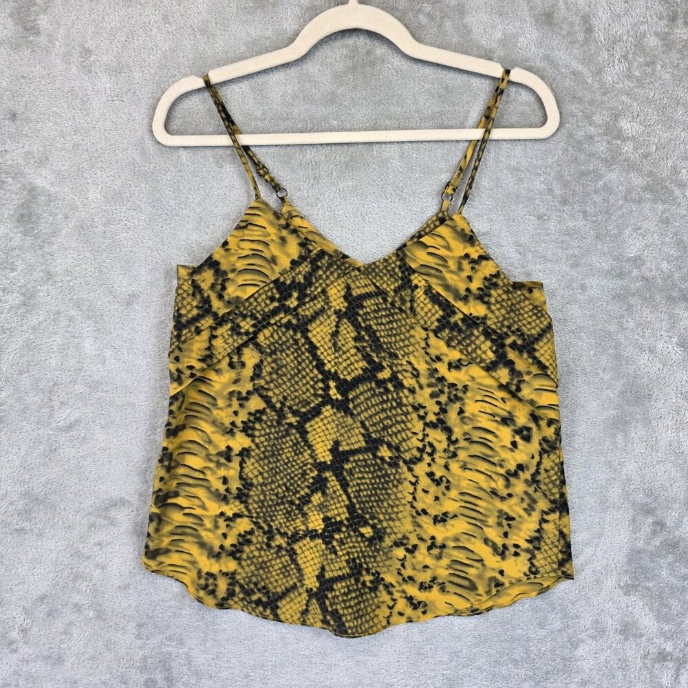 AQUA Shirt Womens XS Yellow Snake Print Cami Tank Top Adjustable Straps Made USA